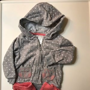 CARTERS JUST ONE YOU TODDLER SET 18 MONTHS  2 PIECES. ZIP UP HOODIE, BOTTOMS,